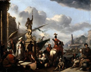 Un port italien - Jan Lingelbach